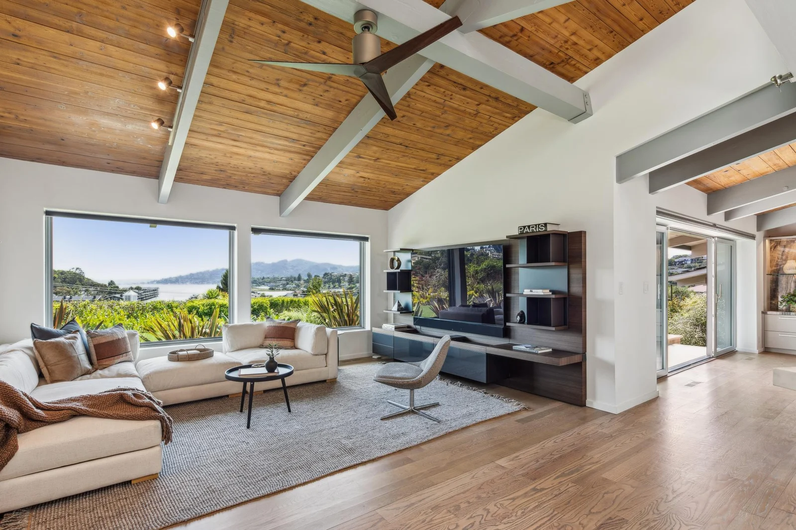 Sunlit architectural living room at 116 Barn Road